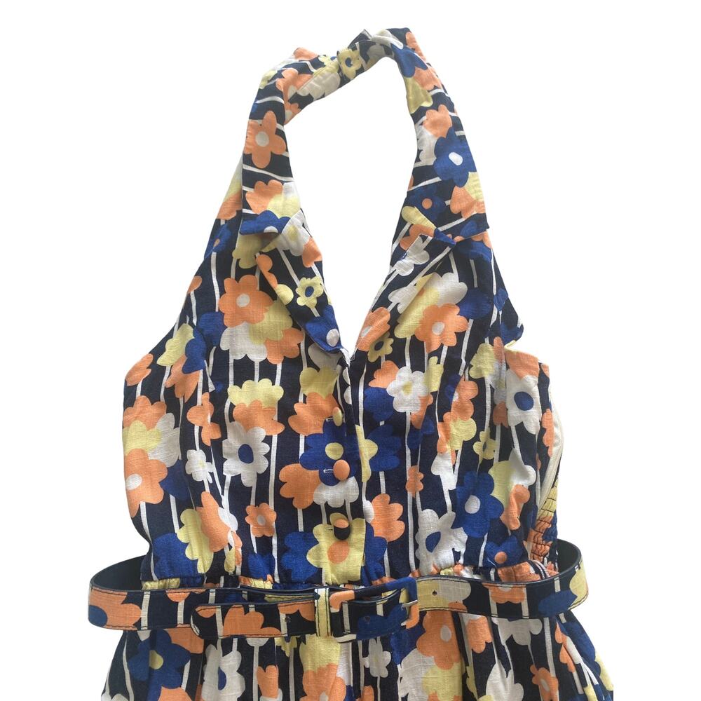 MODCLOTH LINEN BLEND FLORAL HALTER JUMPSUIT SIZE MEDIUM - Picture 4 of 14